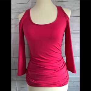 Boston Proper pink cold shoulder top